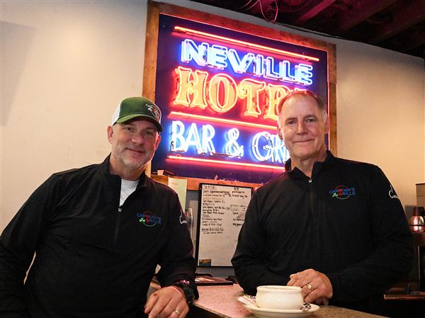 Brothers Paul, left, and Sean Carmody with a batch of their turtle soup at their restaurant on Neville Island.