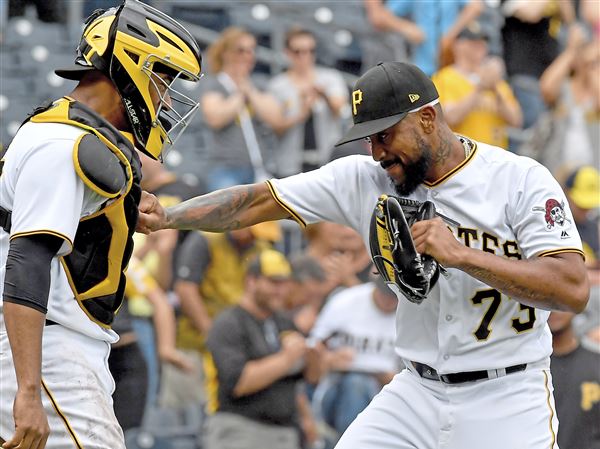 Photo: Pirates Felipe Vazquez and Francisco Cervelli celebrate in