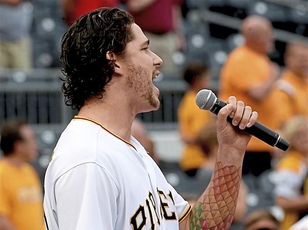 Performing Tuesday's national anthem at PNC Park was none other than  Pirates pitcher Steven Brault