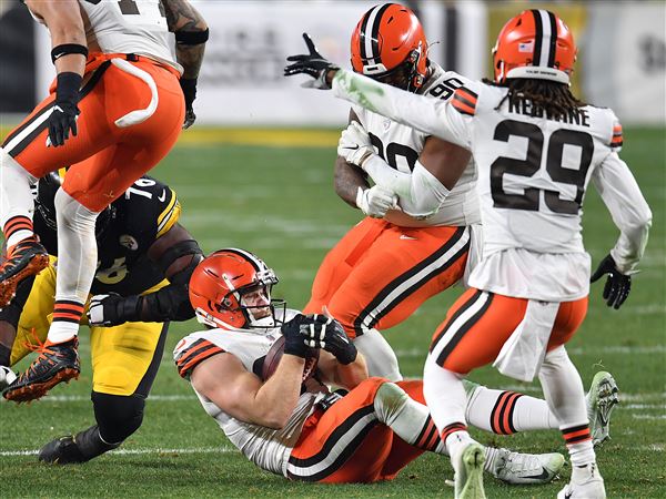 Browns Defensive End Porter Gustin Records First Career Interception  Against Steelers