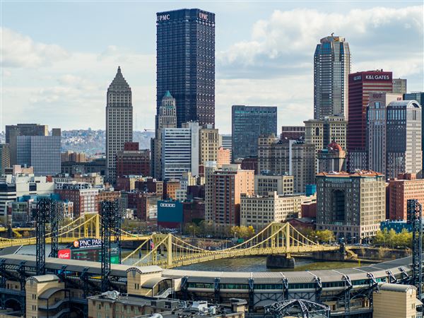A view of Downtown Pittsburgh with PNC Park in the foreground. The Downtown Neighbors Alliance on Monday unveiled an expansive plan to revamp a portion of Liberty Ave, which includes new restaurants, storefronts and entertainment venues.