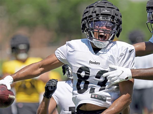 Pittsburgh Steelers tight end Connor Heyward (83) makes a catch during  practice at NFL football training camp in Latrobe, Pa., Monday, Aug. 15,  2022. (AP Photo/Keith Srakocic Stock Photo - Alamy