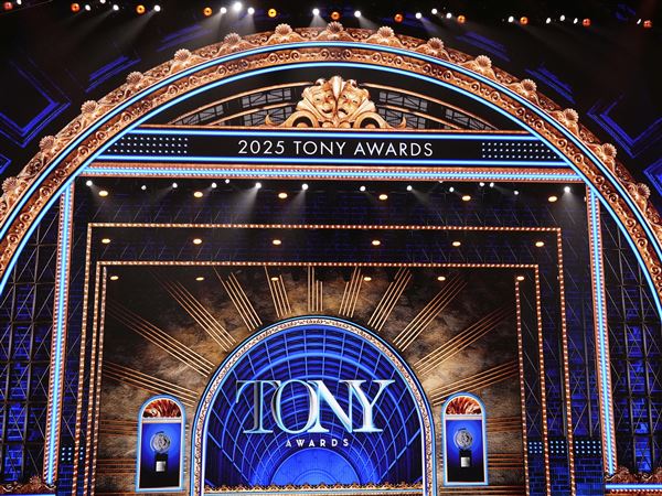 The stage is pictured prior to the 78th Tony Awards on Sunday, June 8, 2025, at Radio City Music Hall in New York.