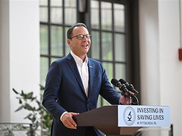 Pennsylvania Governor Josh Shapiro speaks at the University of Pittsburgh’s The Assembly Pittsburgh building  in Bloomfield Tuesday May 27, 2025. The visit emphasized his proposed $50 million investment in life sciences and other innovative research in the the state.