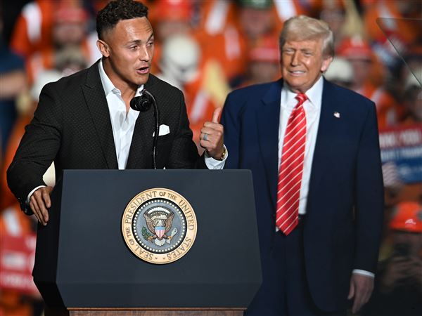 Pittsburgh Steelers safety Miles Killebrew addresses the crowd as President Donald Trump  revealed some details of the “planned partnership” between U.S. Steel and Nippon Steel during a rally held at U.S. Steel’s Irvin Works facility in West Mifflin, Friday, May 30, 2025. The president also announced a hike in tariffs on imported steel and shared additional information about the proposed collaboration between U.S. Steel and Nippon Steel. He stated that raising the tariffs would help establish a more equitable trade landscape between the United States and other countries. 