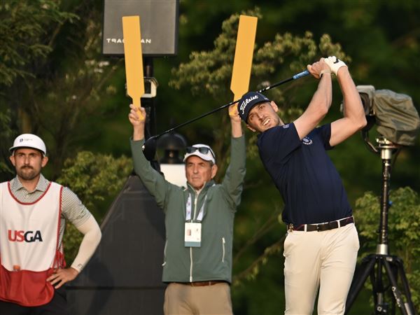 Matt Vogt, a Pittsburgh native, tees off at hole 1 on the first official day of the 125th U.S. Open Championship in Oakmont on Thursday, June 12, 2025.