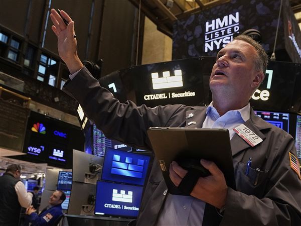 Trader Jonathan Corpina works on the floor of the New York Stock Exchange, Wednesday, May 14, 2025. (AP Photo/Richard Drew)