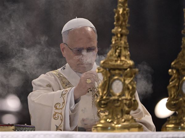 Pope Leo XIV leads a Mass as he takes possession of the St. John Lateran Basilica on Sunday, May 25, 2025, in Rome.