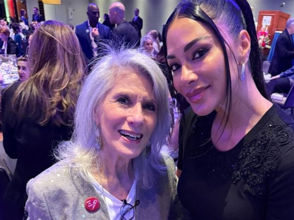 Pittsburgh native producer Jamie deRoy, left, with "Sunset Boulevard" actor and musical artist Nicole Scherzinger. 