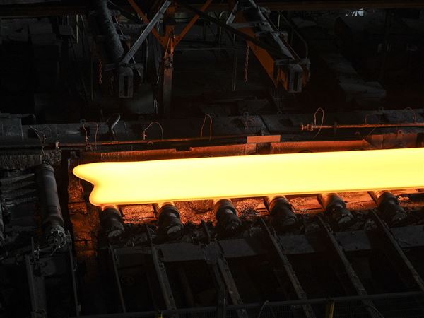 A slab of steel on a hot rolling mill at Nippon Steel's Kashima Plant in Kashima, Japan on Friday, Dec.6, 2024. (AP Photo/Ayaka McGill)