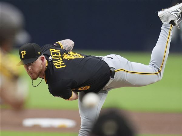 Pirates starting pitcher Bailey Falter works against a Padres batter during the first inning.