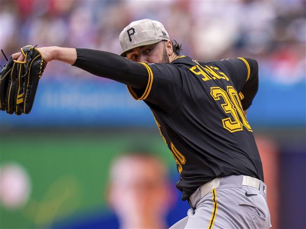 Pittsburgh Pirates starting pitcher Paul Skenes in action during a baseball game against the Philadelphia Phillies, Sunday, May 18, 2025, in Philadelphia.