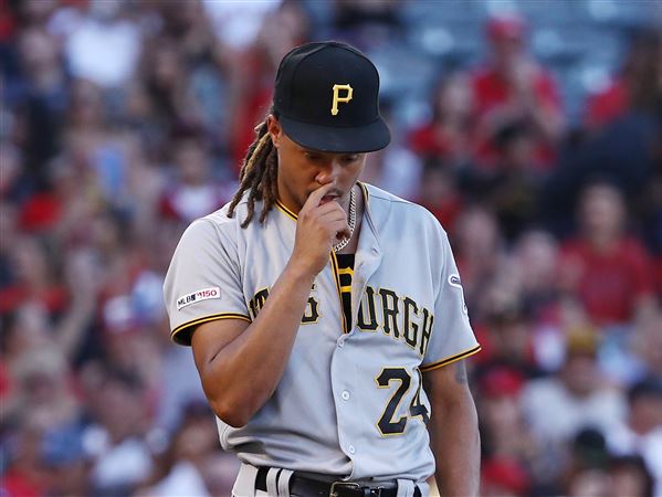 Pittsburgh Pirates' Jason Bay, of Canada, reacts after