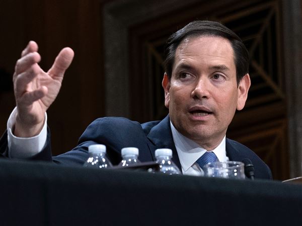 Secretary of State Marco Rubio testifies Tuesday before the Senate Committee on Foreign Relations hearing to examine President Donald Trump's proposed budget request for fiscal year 2026 for the Department of State on Capitol Hill in Washington.