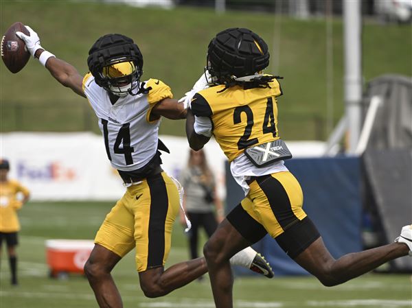 Pittsburgh Steelers tight end Darnell Washington (80) warms up