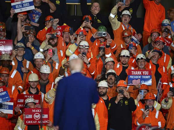 President Donald Trump arrives to speak at U.S. Steel Mon Valley Works-Irvin Plant, Friday, May 30, 2025, in West Mifflin, Pa.