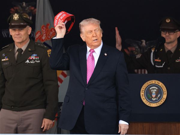 President Donald Trump departs after delivering the commencement address to the 2025 class of the United States Military Academy at West Point in Michie Stadium on Saturday, May 24, 2025, at West Point, N.Y.