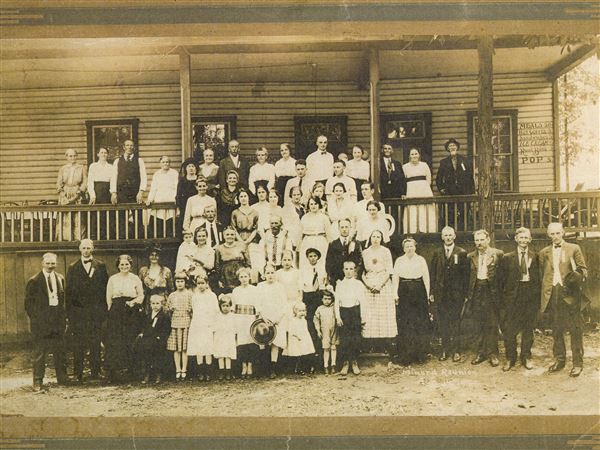 A Minerd family reunion in 1920 in Ohiopyle.