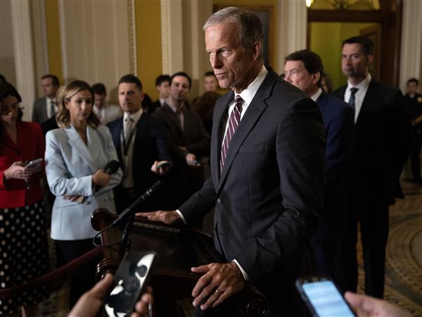 Senate Majority Leader John Thune, R-S.D., speaks at a news conference on Capitol Hill on Tuesday, May 20, 2025, in Washington.